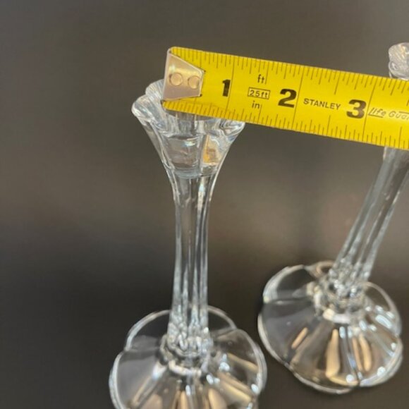 Pair of Vintage Glass Candlesticks – 9.75" Tall, Tulip Design - Picture 7 of 10